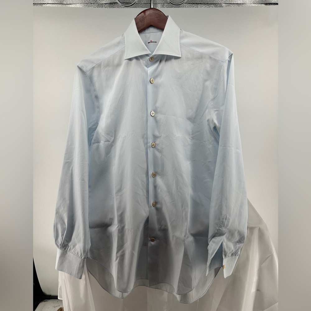 Kiton cotton light blue dress shirt